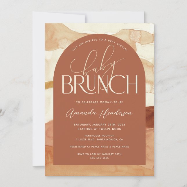 Earth tone Gender Neutral Baby Brunch Invitation (Front)