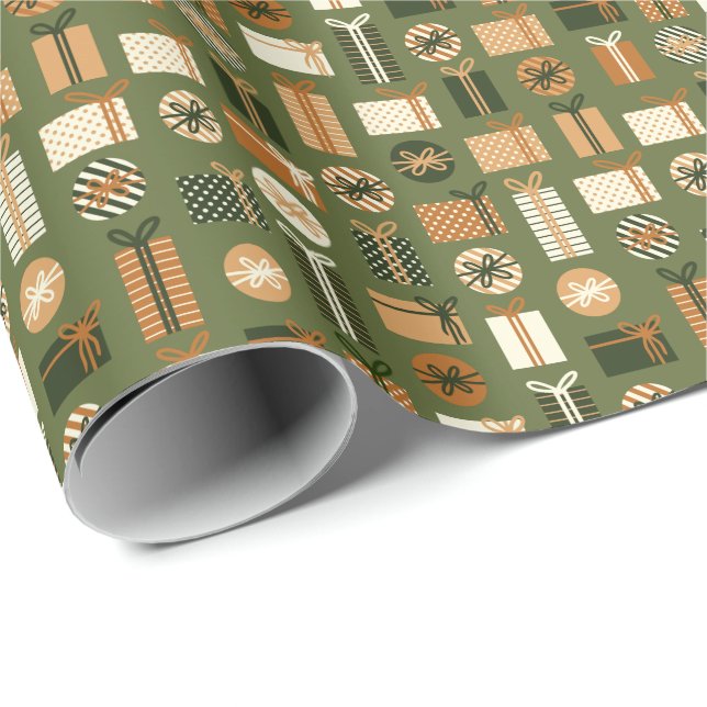 Earth Tone Gift Pattern Wrapping Paper (Roll Corner)