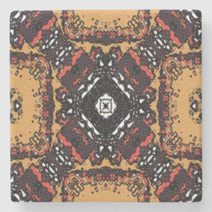 Earth Tone Golden Browns Old World Pattern Stone Coaster
