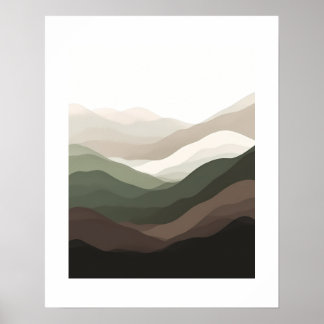 Earth tone gradient mountain illustrated poster