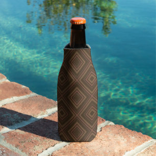 Earth Tone Hypnotic Diamond Modern Abstract Art Bottle Cooler