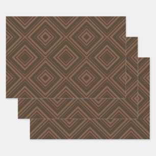 Earth Tone Hypnotic Diamond Modern Abstract Art Wrapping Paper Sheet