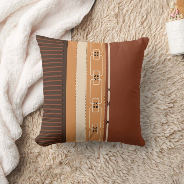 Earth Tone Linear Pattern – Modern Brown Geometric Cushion (Blanket)