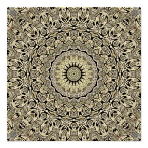 Earth Tone Mandala Intricate Geometric Patterns Poster