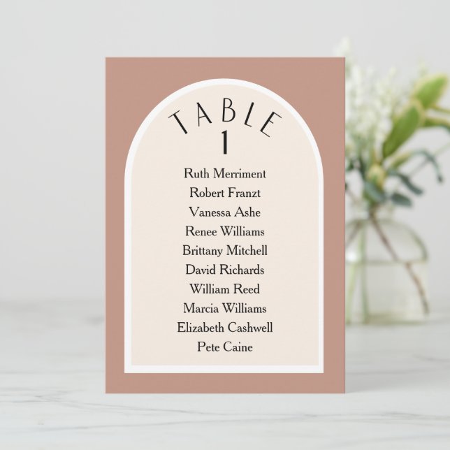 Earth tone modern arched table number seating plan (Standing Front)