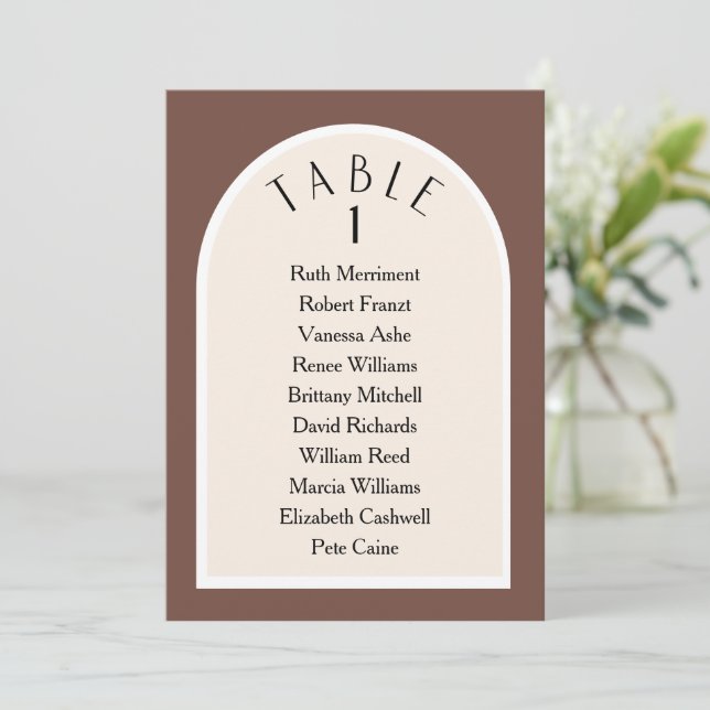 earth tone modern arched table number seating plan (Standing Front)