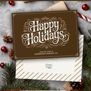 Earth Tone Modern Typography Small Business Logo Holiday Card