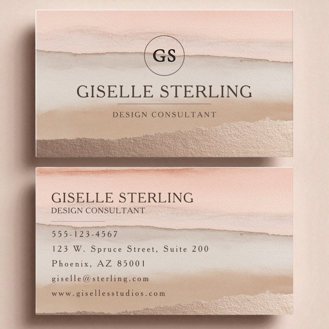 Earth Tone Monogram Boho Terracotta Watercolor  Business Card (Creator Uploaded)