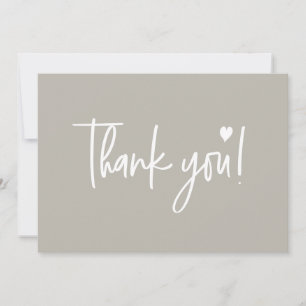 Earth tone neutral Modern script Baby Shower  Thank You Card