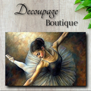 Earth Tone Oil Ballerina Dancer Decoupage Tissue Paper