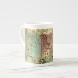 Earth Tone Painting with Cracked Surface Bone China Mug