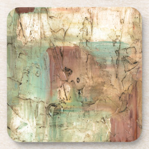 Earth Tone Painting with Cracked Surface Coaster