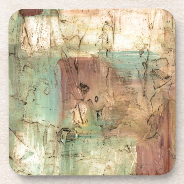 Earth Tone Painting with Cracked Surface Coaster (Front)
