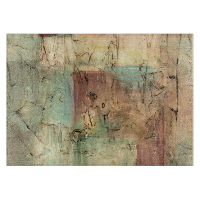 Earth Tone Painting with Cracked Surface Cutting Board (Front)