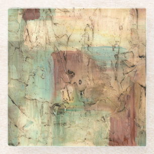 Earth Tone Painting with Cracked Surface Glass Coaster
