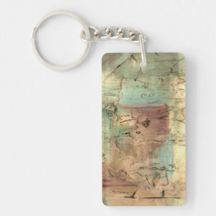 Earth Tone Painting with Cracked Surface Key Ring