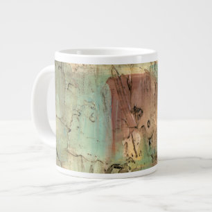 Earth Tone Painting with Cracked Surface Large Coffee Mug
