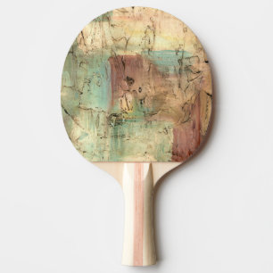 Earth Tone Painting with Cracked Surface Ping Pong Paddle