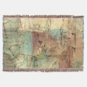 Earth Tone Painting with Cracked Surface Throw Blanket