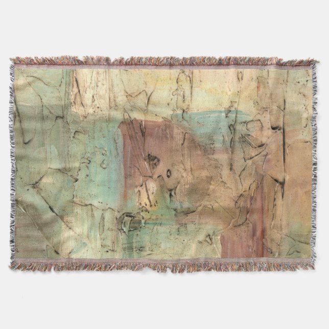 Earth Tone Painting with Cracked Surface Throw Blanket (Front)