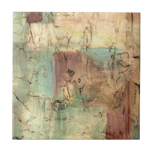 Earth Tone Painting with Cracked Surface Tile (Front)