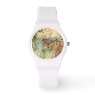 Earth Tone Painting with Cracked Surface Watch