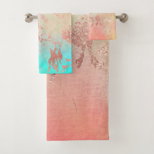 EARTH TONE RUSTIC MARBLE CUSTOM TOWEL SET