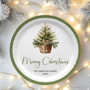 Earth Tone Scandinavian Christmas Custom Family  Paper Plate