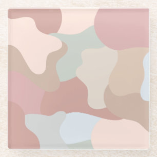 Earth Tone Shapes Glass Coaster