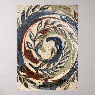 Earth Tone Spiral Botanical Poster