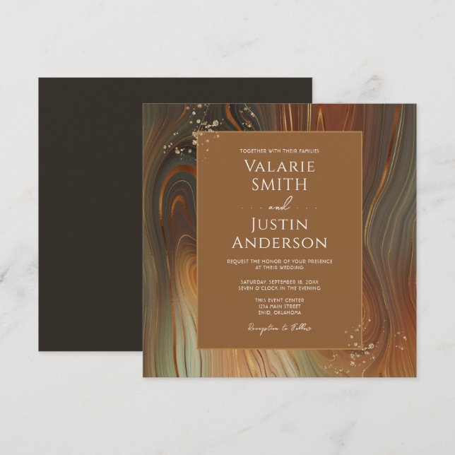 Earth Tone Stone Agate Wedding  Invitation (Front/Back)