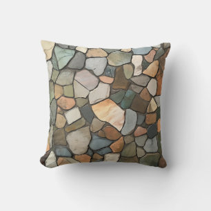 Earth Tone Stone Mosaic Pillow