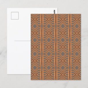 Earth Tone Tribal Ribbon Abstract Pattern Art  Postcard
