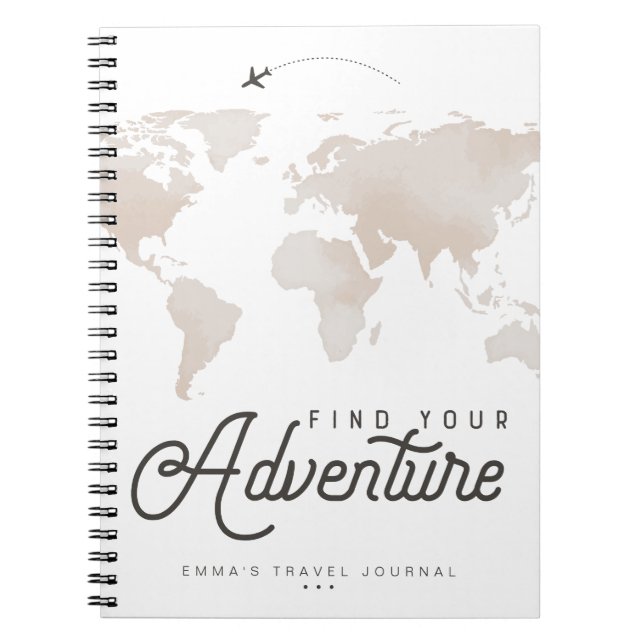 Earth Tone Watercolor Map Travel Journal Gift (Front)