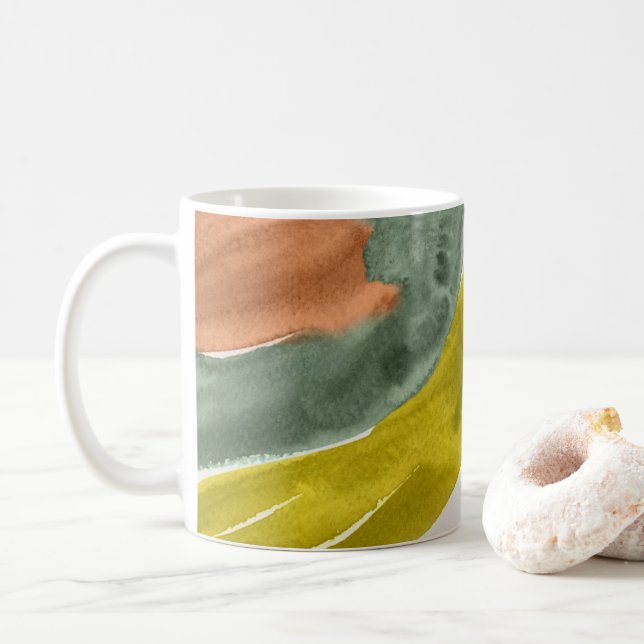 Earth Tone Watercolor Personalised Coffee Mug (With Donut)