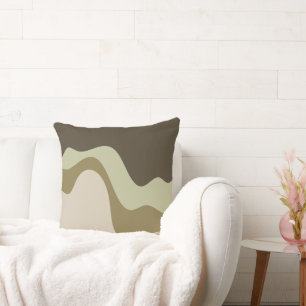 Earth Tone Waves Abstract Art Throw Pillow
