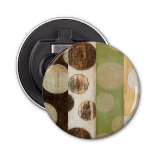 Earth Tone Wood Panel Painting with Circles Bottle Opener