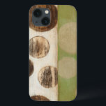 Earth Tone Wood Panel Painting with Circles iPhone 13 Case<br><div class="desc">Created by Norman Wyatt, Jr., this painting was made utilising the French process known as Giclee to spray ink droplets onto a canvas. Get lost in the concentric circles, the melding of earth tone colours across the painting, or the wood panel look of the piece. A great purchase for anyone...</div>