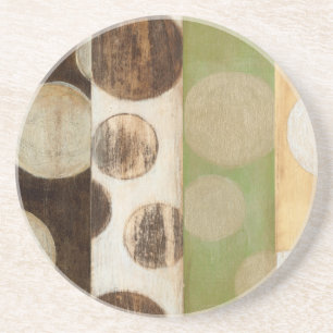 Earth Tone Wood Panel Painting with Circles Coaster