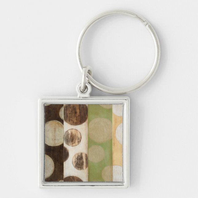 Earth Tone Wood Panel Painting with Circles Key Ring (Front)