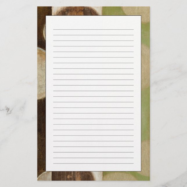 Earth Tone Wood Panel Painting with Circles Stationery (Front)