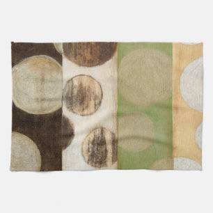 Earth Tone Wood Panel Painting with Circles Tea Towel