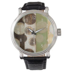 Earth Tone Wood Panel Painting with Circles Watch