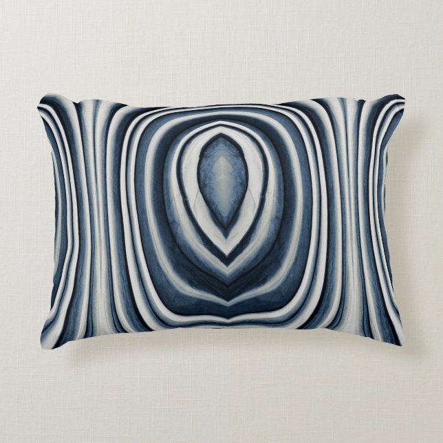 Earth Toned Blue Abstract Pattern Decorative Cushion (Front)