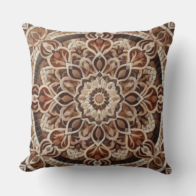Earth-toned Mandala: Harmony of Nature Cushion (Front)