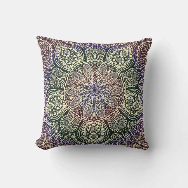 Earth Toned Mandala Outdoor Pillow (Front)