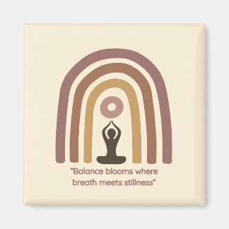Earth-Toned Mindfulness Rainbow Yoga Design Magnet