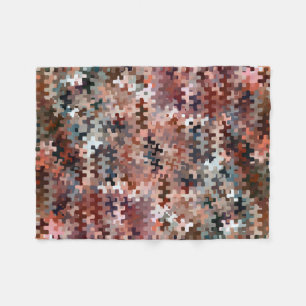 Earth Toned Multicolored Abstract Pattern Fleece Blanket