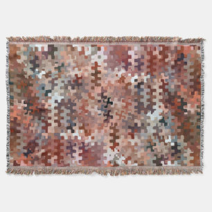 Earth Toned Multicolored Abstract Pattern Throw Blanket