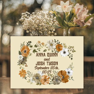 Earth-Toned Rustic Flowers Wedding Guest Book